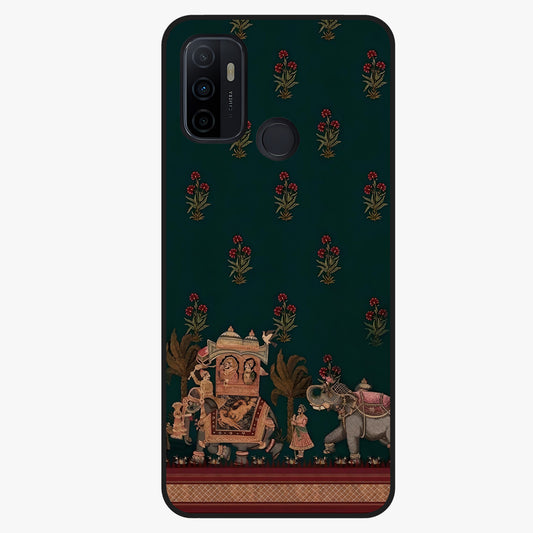 Macmerise Glass Case showing flat back view with stylish modern artwork and glossy glass finish.