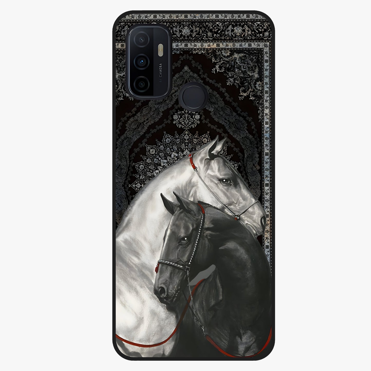 Majestic Ride Legacy Glass Case showing flat back view with powerful automotive inspired artwork and glossy glass finish.