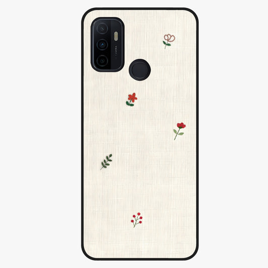 Minimal Petal Whispers Glass Case showing flat back view with soft minimal floral artwork and glossy glass finish.