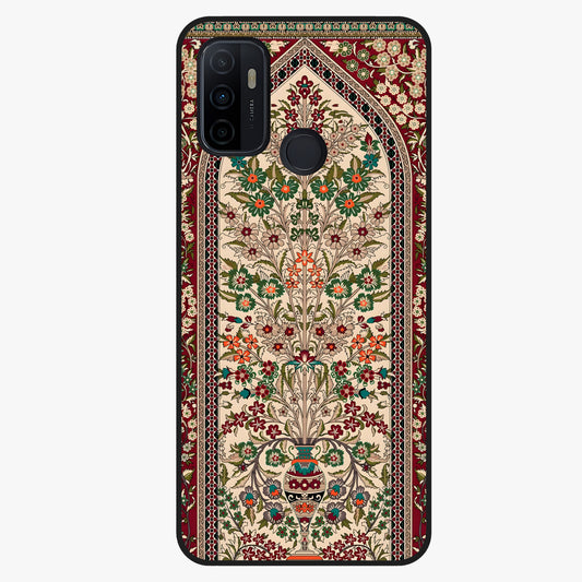 Persian Inspired Glass Case showing flat back view with ornate Persian style pattern artwork and glossy glass finish.