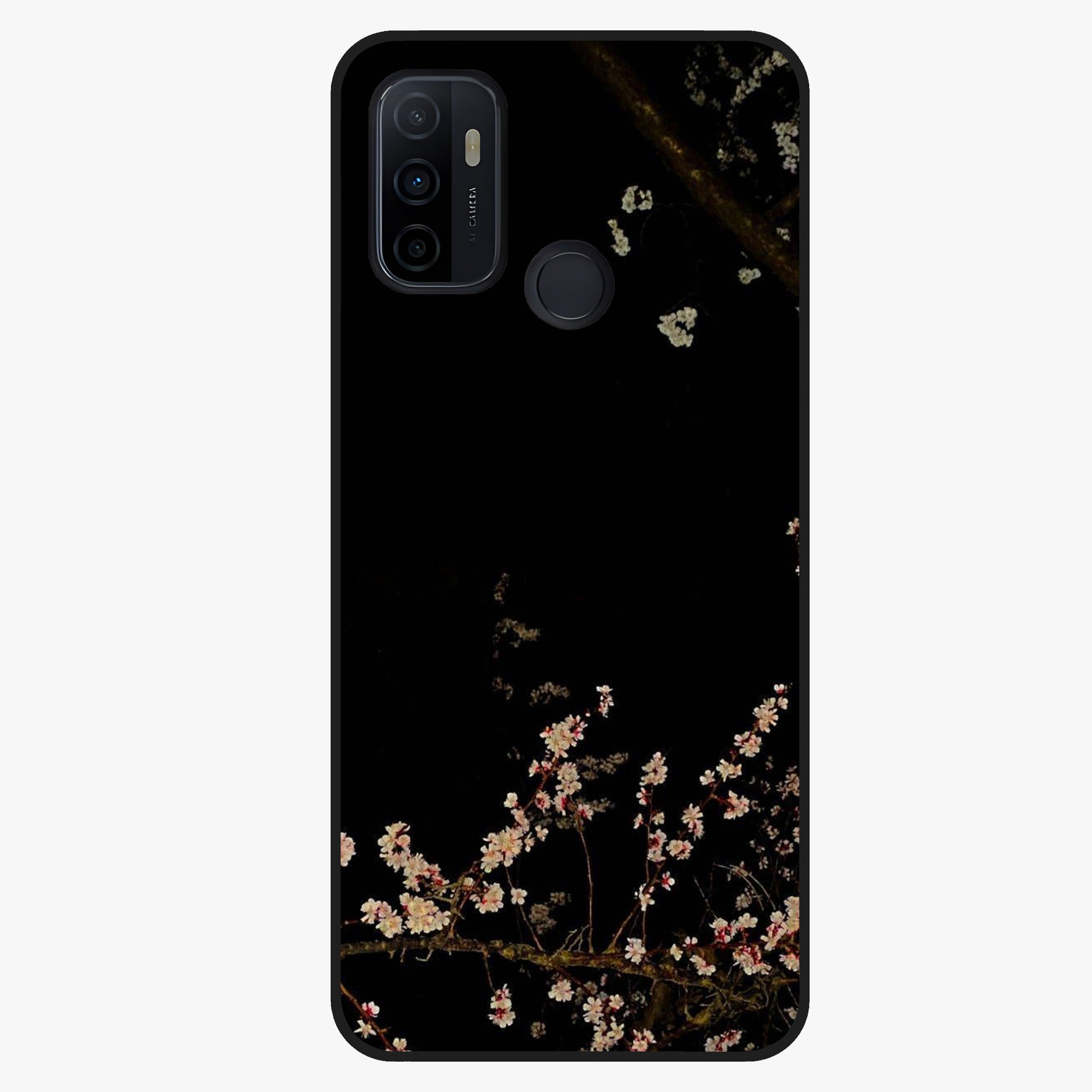 Petal Moon Light With Custom Name Glass Case showing flat back view with floral moonlight artwork and personalized name design.