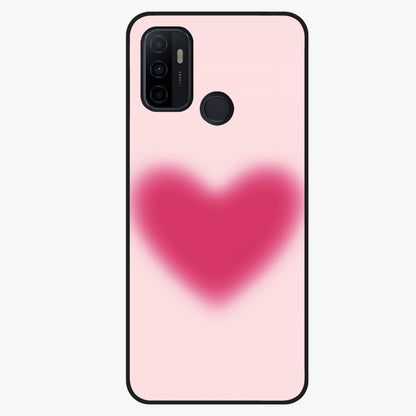 Pink Aura Heart Glass Case showing flat back view with glowing heart artwork and glossy glass finish.