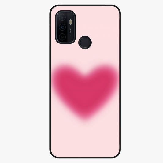 Pink Aura Heart Glass Case showing flat back view with glowing heart artwork and glossy glass finish.