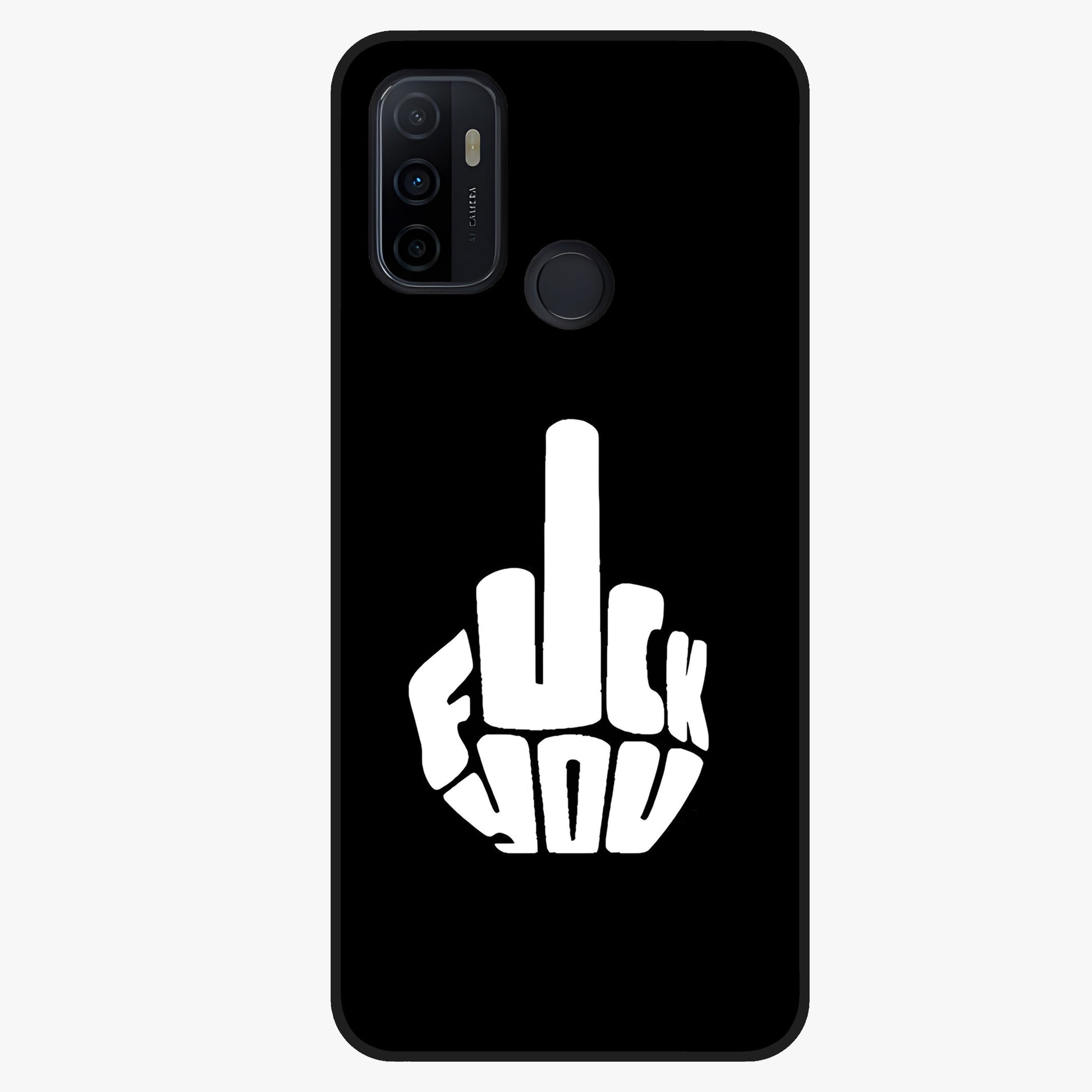 Rebel Mode On Glass Case showing flat back view with bold rebellious typography artwork and glossy glass finish.