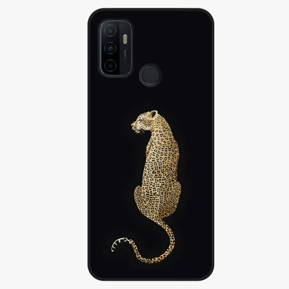 Regal Leopard Glass Case showing flat back view with bold leopard artwork and glossy glass finish.
