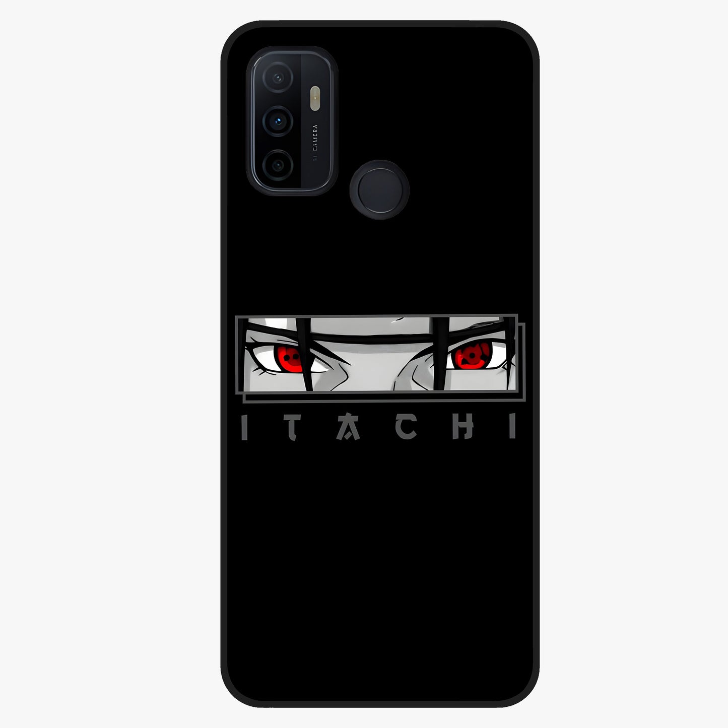 Scarlet Gaze Dominance Glass Case showing flat back view with striking red themed artwork and glossy glass finish.
