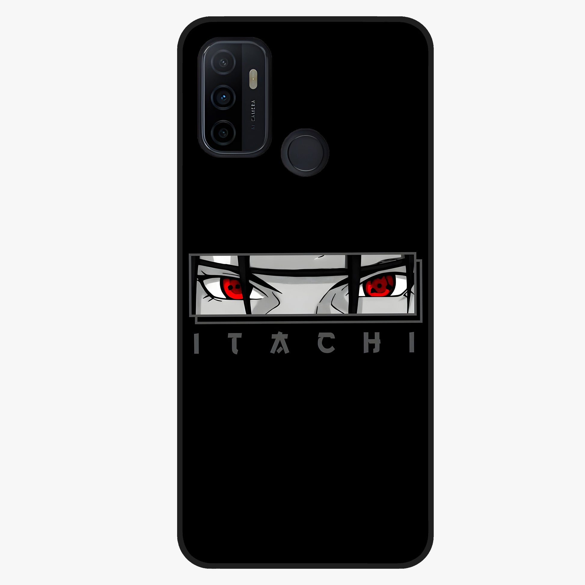 Scarlet Gaze Dominance Glass Case showing flat back view with striking red themed artwork and glossy glass finish.