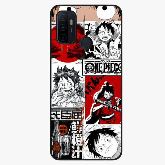 Strawhat Chaos Panels Glass Case showing flat back view with anime inspired chaos panel artwork and glossy glass finish.