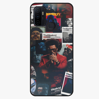 The Weeknd Glass Case showing flat back view with music inspired artistic portrait artwork and glossy glass finish.