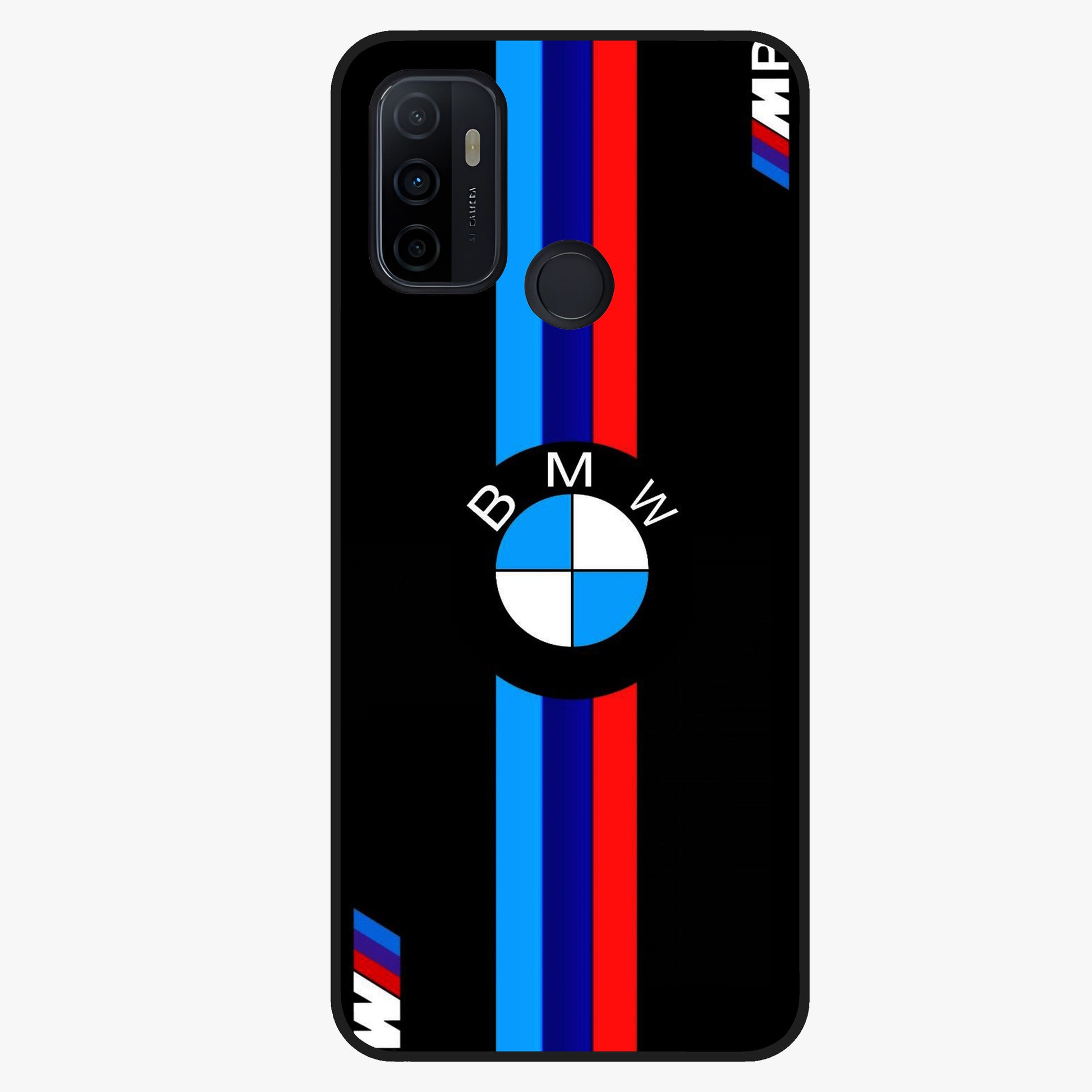Turbo BMW Beast Glass Case showing flat back view with high performance sports car artwork and glossy glass finish.