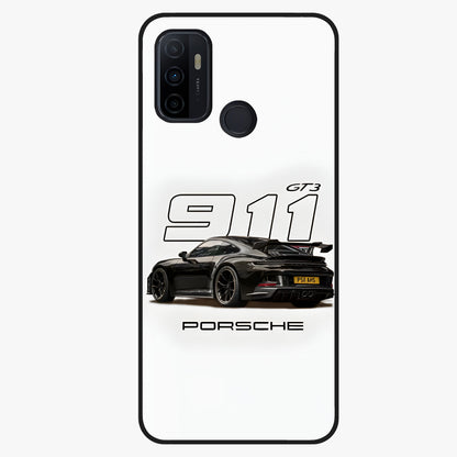 Turbo Legacy Icon Glass Case showing flat back view with iconic sports car inspired artwork and glossy glass finish.
