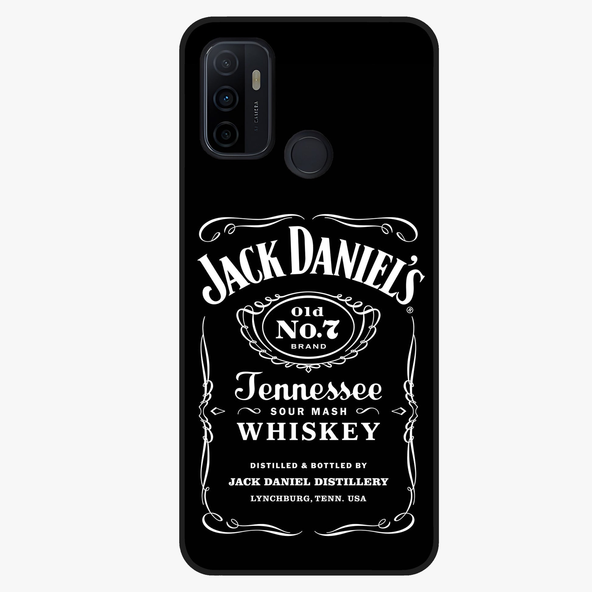Vintage Whiskey Heritage Glass Case showing flat back view with classic whiskey inspired artwork and glossy glass finish.
