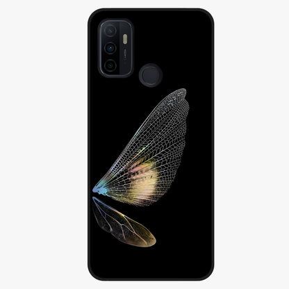 Whispers Of Wings Glass Case showing flat back view with graceful wing inspired artwork and glossy glass finish.