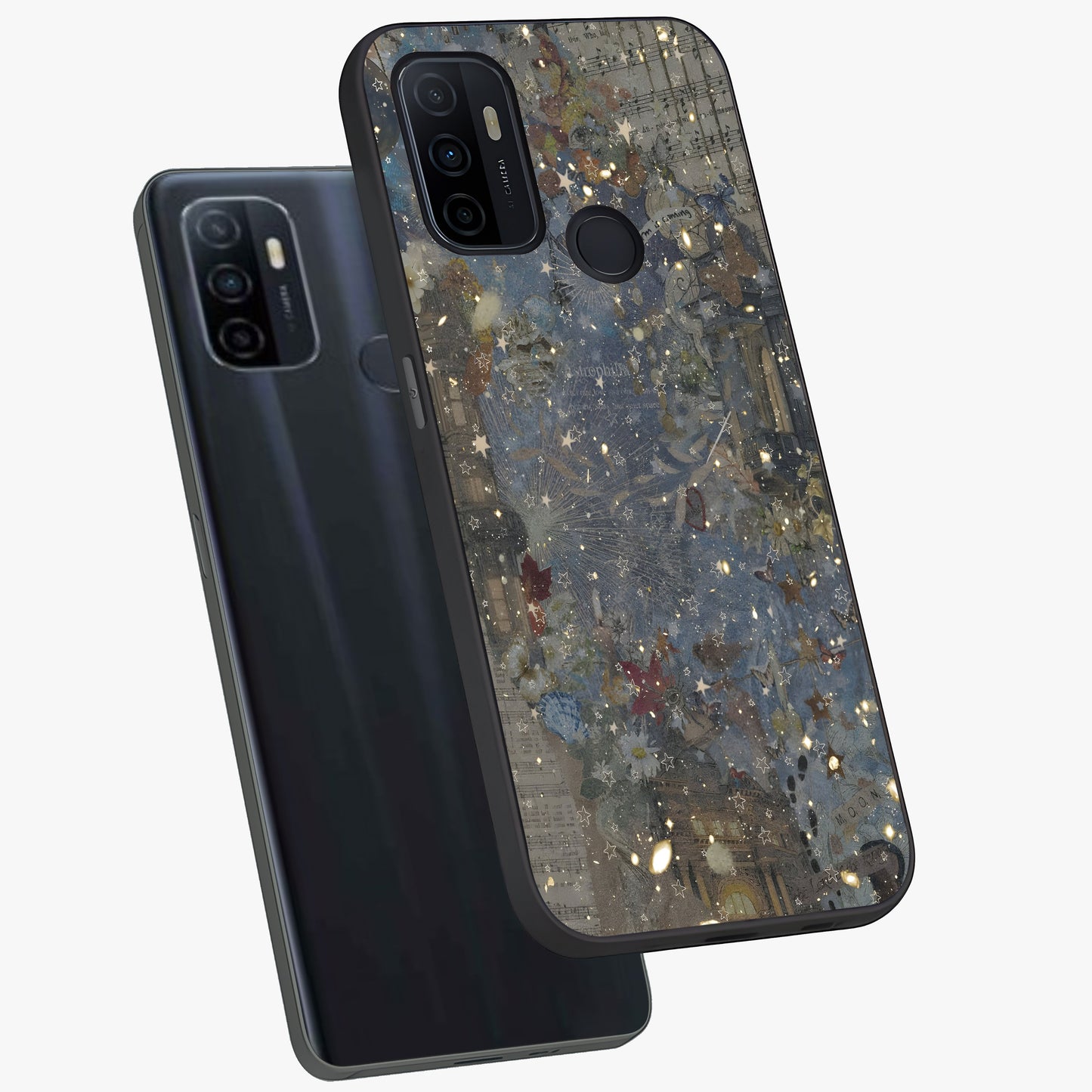 Aesthetic Astrolophia Glass Case displayed in angled mockup highlighting artistic aesthetic elements and smooth glass surface.