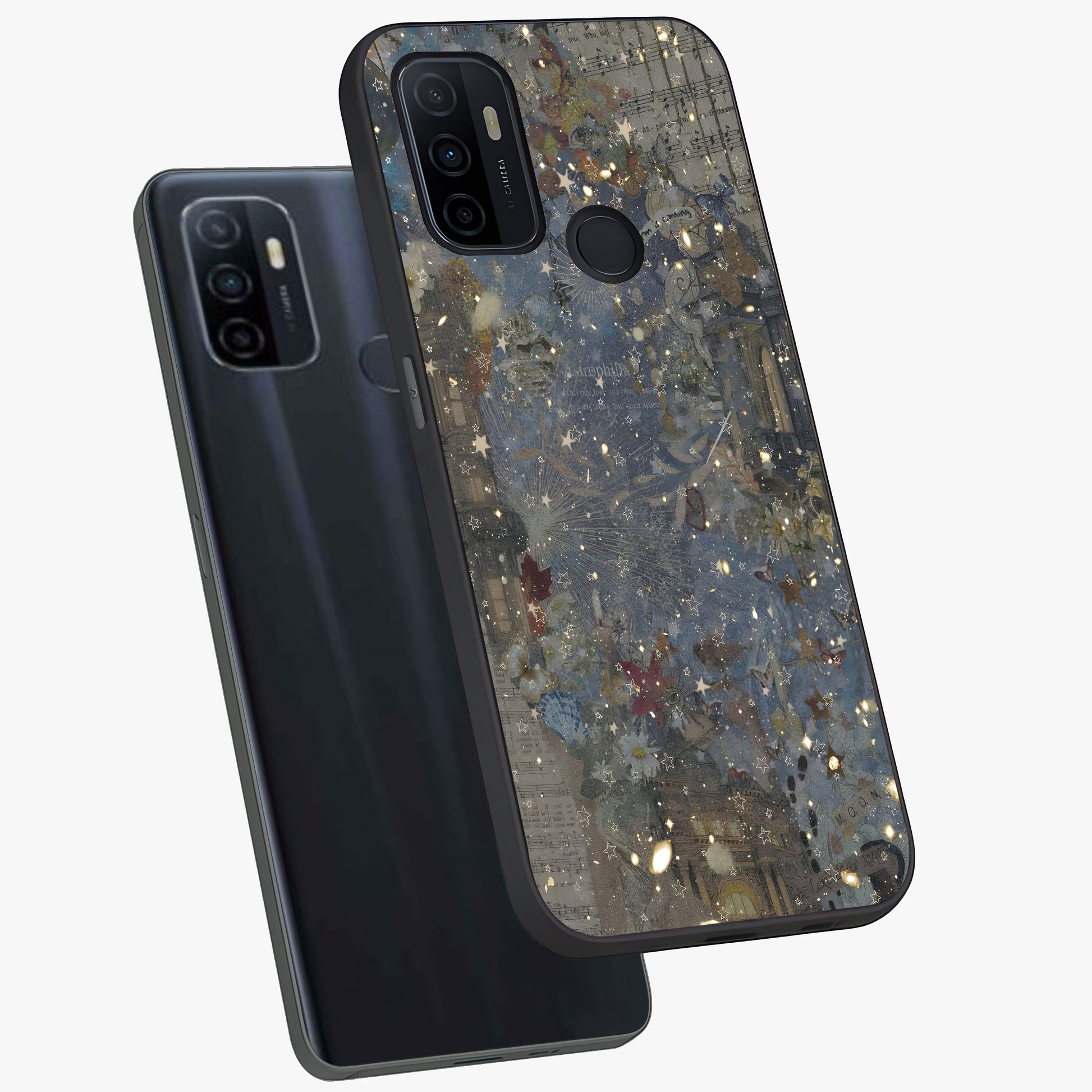 Aesthetic Astrolophia Glass Case displayed in angled mockup highlighting artistic aesthetic elements and smooth glass surface.