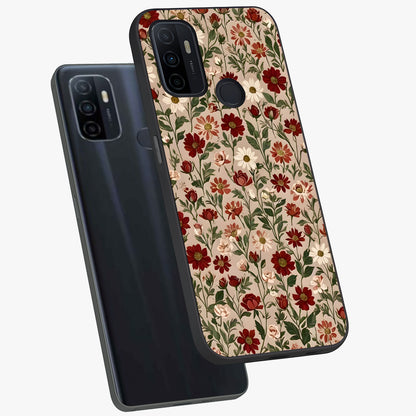Biege Flower With Leaf Glass Case displayed in angled mockup highlighting minimal floral leaf design and elegant aesthetic.