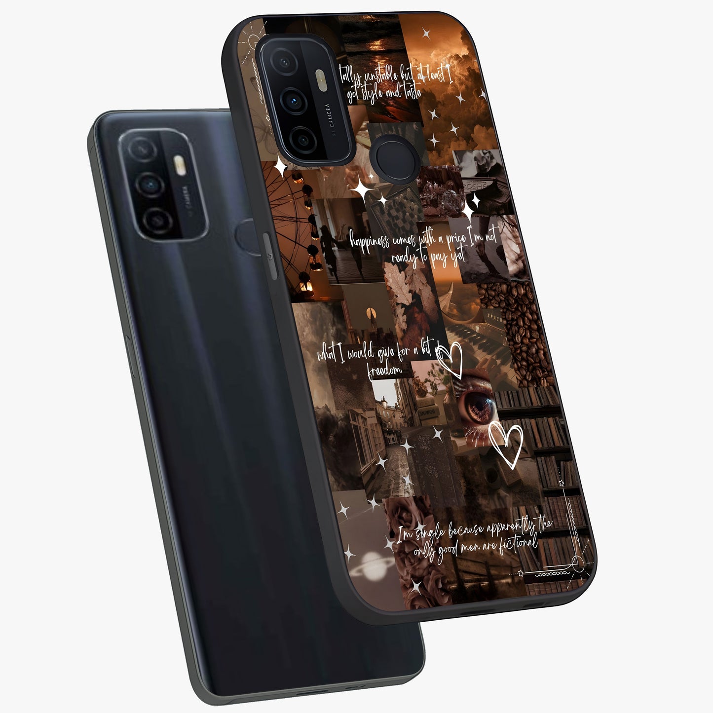 Bittersweet Aesthetic Chaos Glass Case displayed in angled mockup highlighting expressive abstract artwork and edgy aesthetic theme.