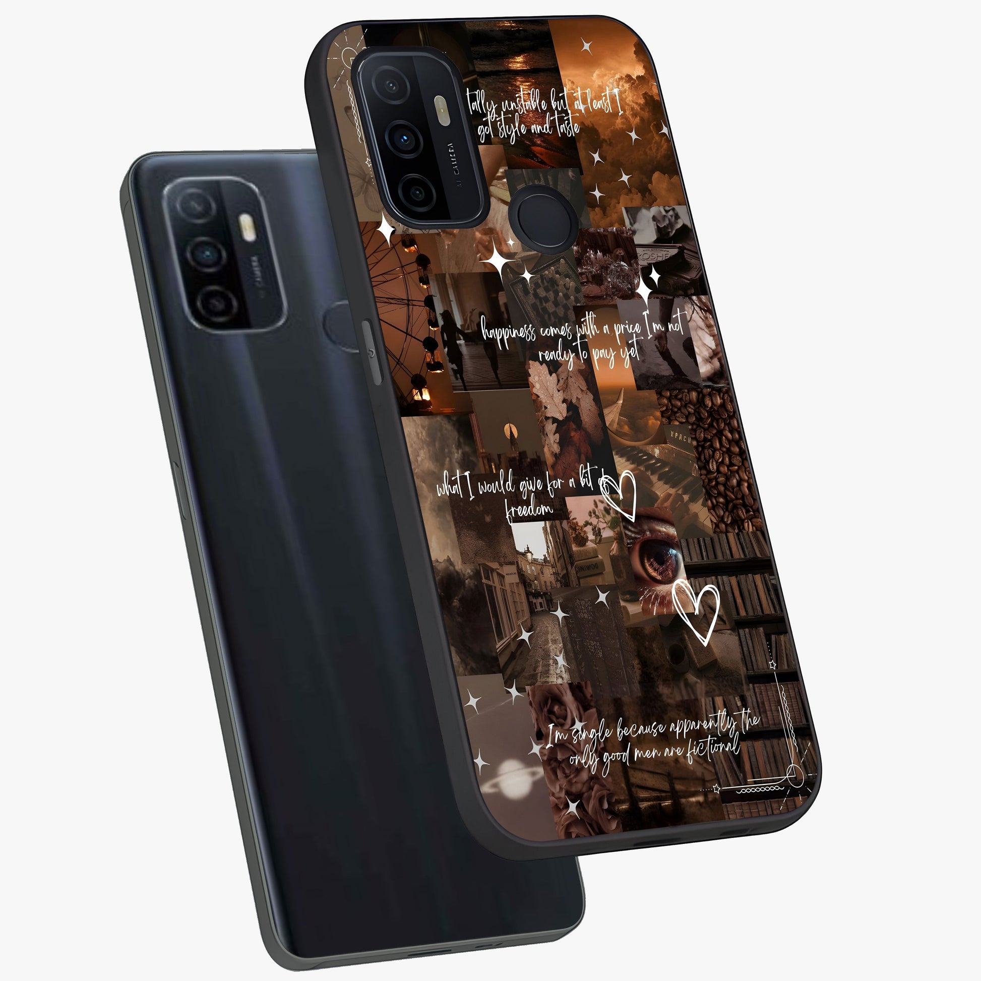 Bittersweet Aesthetic Chaos Glass Case displayed in angled mockup highlighting expressive abstract artwork and edgy aesthetic theme.