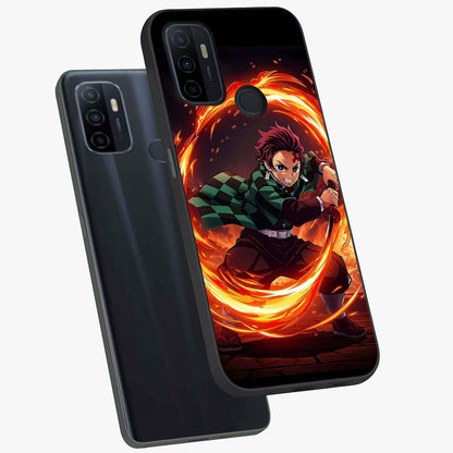 Blazing Sword Resolve Glass Case displayed in angled mockup highlighting powerful sword illustration and bold fantasy theme.