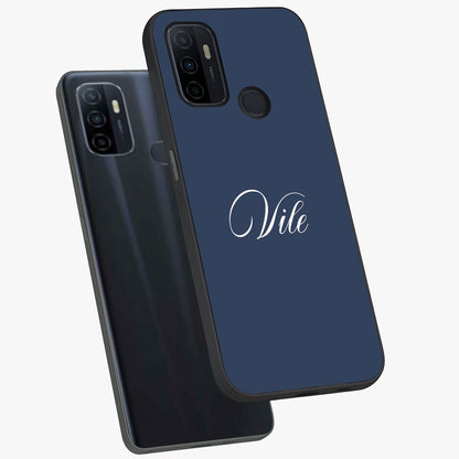 Blue Vintage Floral Pattern Glass Case showing flat back view with elegant vintage floral artwork and glossy glass finish.