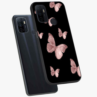 Butterfly Pattern Glass Case displayed in angled mockup highlighting delicate butterfly design and aesthetic pattern style.