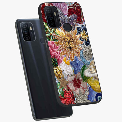 Celestial Floral and Playful Glass Case displayed in angled mockup highlighting playful floral design with dreamy celestial elements.