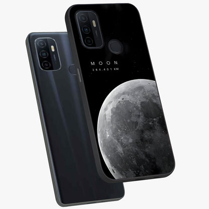 Cosmic Moon Glow Glass Case displayed in angled mockup highlighting celestial moon design with cosmic aesthetic theme.
