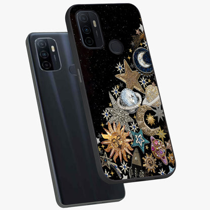Cosmic Sparkle Dreams Glass Case displayed in angled mockup highlighting dreamy star sparkle design with celestial aesthetic.