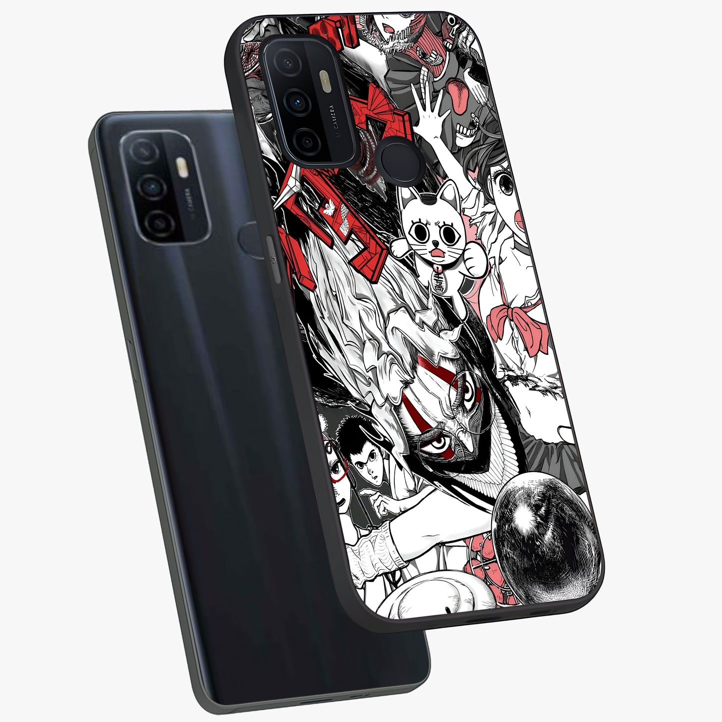 Crimson Chaos Panel Glass Case displayed in angled mockup highlighting chaotic panel style design with modern graphic theme.