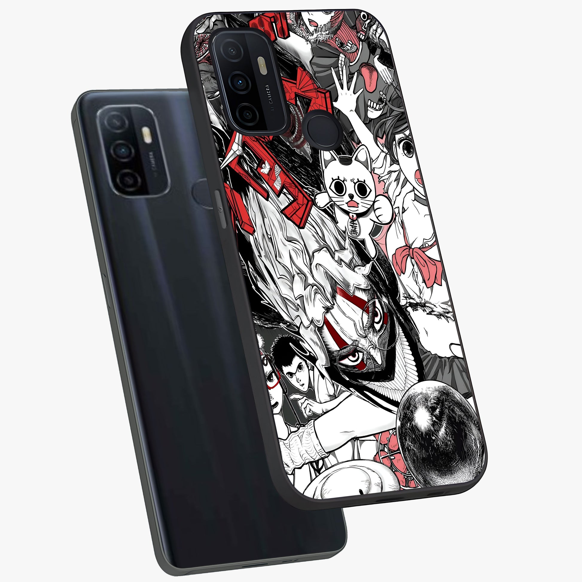 Crimson Chaos Panel Glass Case displayed in angled mockup highlighting chaotic panel style design with modern graphic theme.