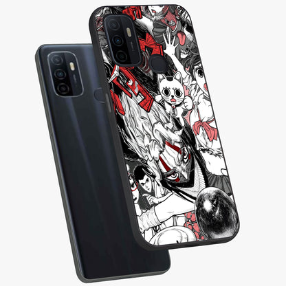 Crimson Chaos Panel Glass Case displayed in angled mockup highlighting chaotic panel style design with modern graphic theme.