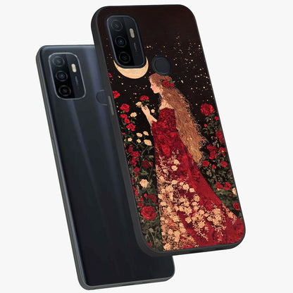 Crimson Dreams Glass Case displayed in angled mockup highlighting soft crimson aesthetic design with artistic theme.