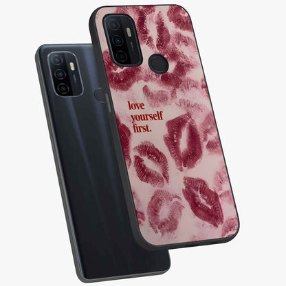 Crimson Kiss Love Glass Case displayed in angled mockup highlighting bold love inspired design with modern aesthetic style.