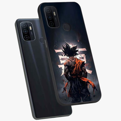 Dark Warrior In Rain Glass Case displayed in angled mockup highlighting dramatic warrior illustration with dark rain aesthetic.