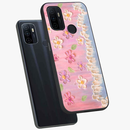 Dreamy Painted Garden Glass Case displayed in angled mockup highlighting colorful garden illustration with dreamy aesthetic style.