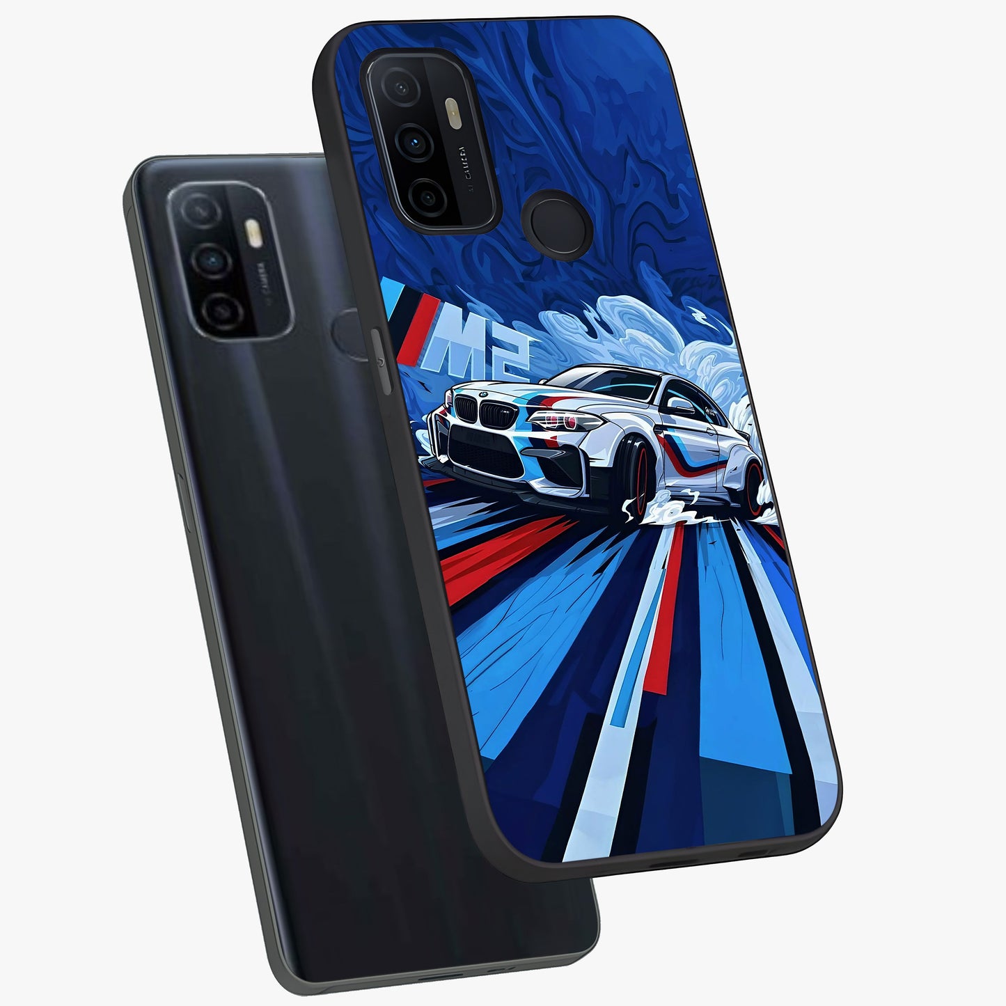 Drift Power Rush Glass Case displayed in angled mockup highlighting powerful drift car design with sporty aesthetic style.