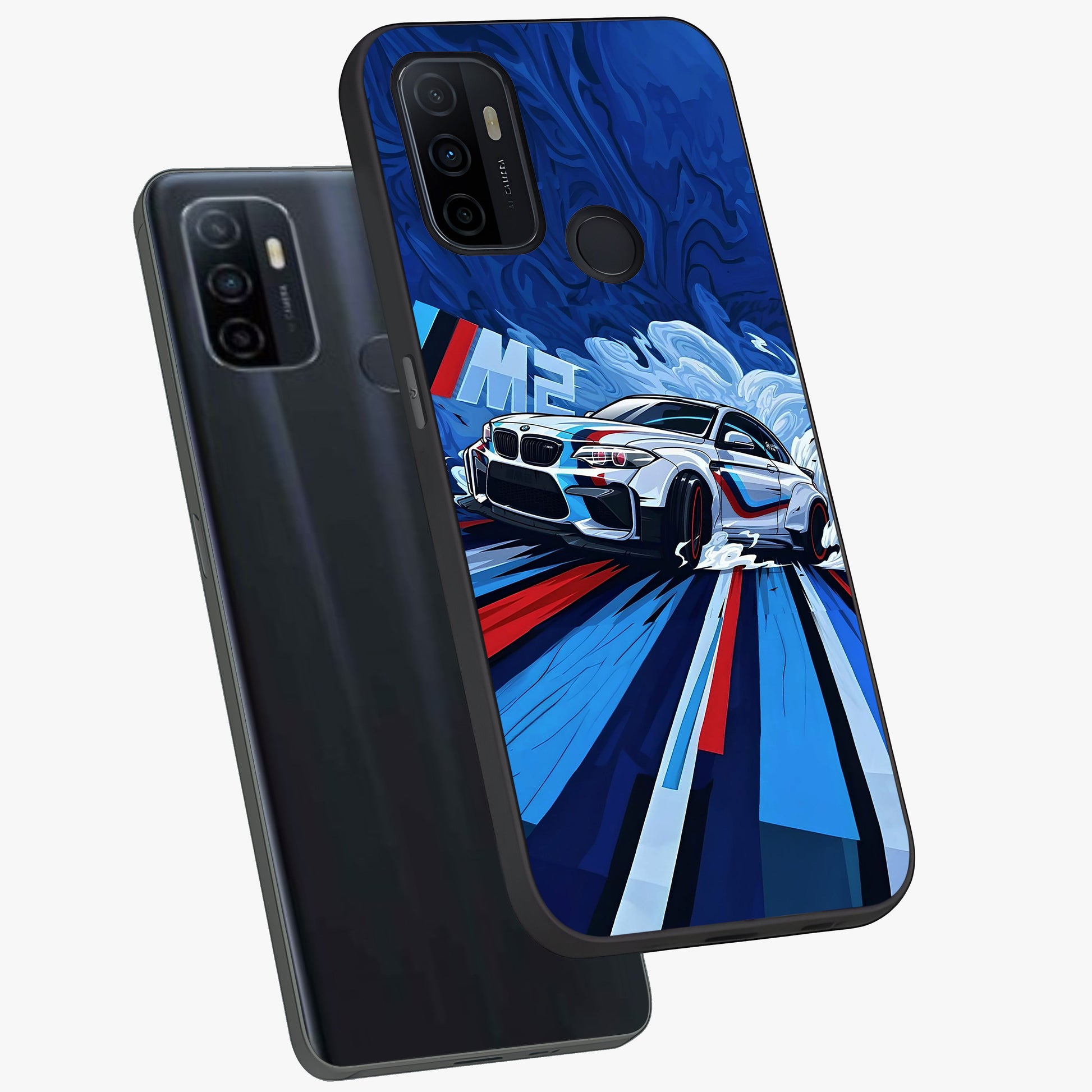 Drift Power Rush Glass Case displayed in angled mockup highlighting powerful drift car design with sporty aesthetic style.