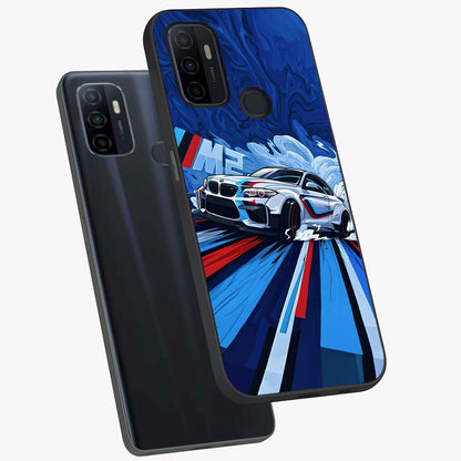 Drift Power Rush Glass Case displayed in angled mockup highlighting powerful drift car design with sporty aesthetic style.