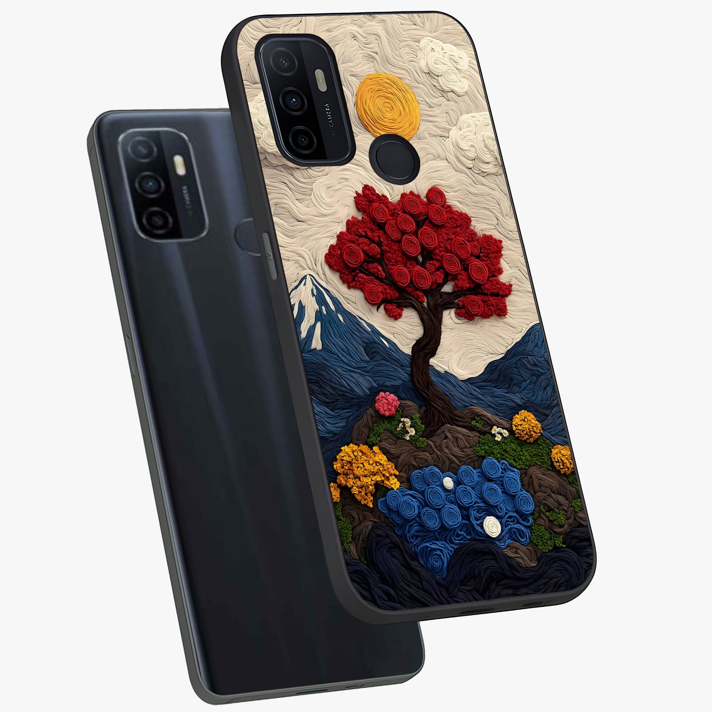 Eternal Nature Tapestry Glass Case displayed in angled mockup highlighting detailed botanical pattern with artistic aesthetic.