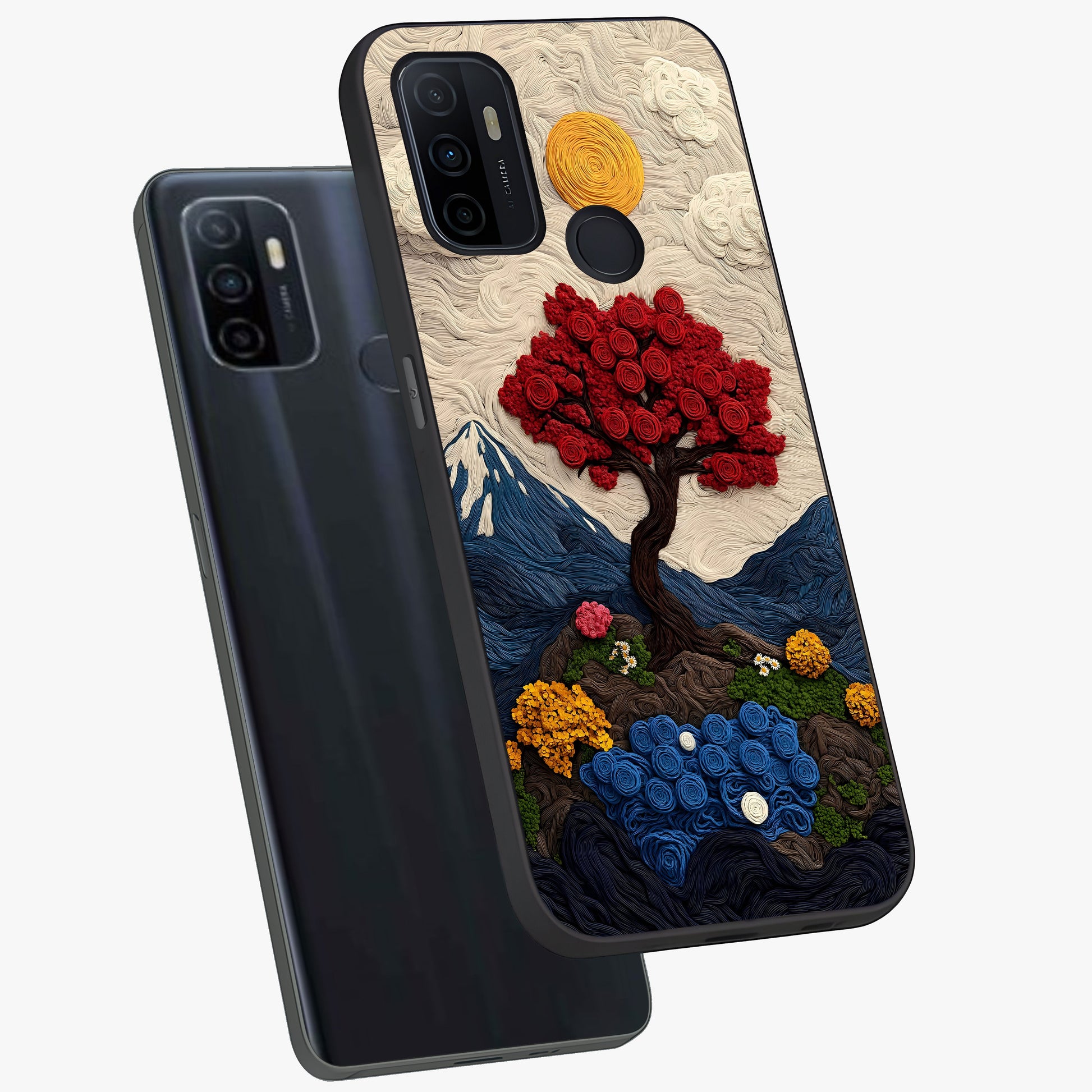 Eternal Nature Tapestry Glass Case displayed in angled mockup highlighting detailed botanical pattern with artistic aesthetic.