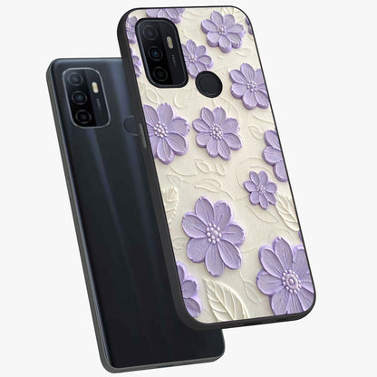 Floral Wall Art With Purple Flowers Glass Case displayed in angled mockup highlighting vibrant purple floral illustration with artistic aesthetic.