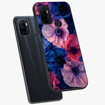 Flower Paper Art Pattern Glass Case displayed in angled mockup highlighting layered paper flower design with artistic aesthetic.