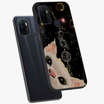 Galactic Cat Glass Case displayed in angled mockup highlighting celestial feline illustration with galaxy aesthetic style.