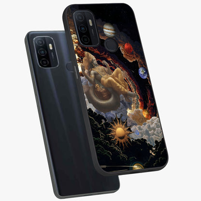 Galactic Divine God Glass Case displayed in angled mockup highlighting powerful celestial deity illustration with galactic aesthetic.