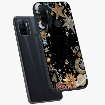 Galactic Jewel Stars Glass Case displayed in angled mockup highlighting shining celestial star design with cosmic aesthetic style.