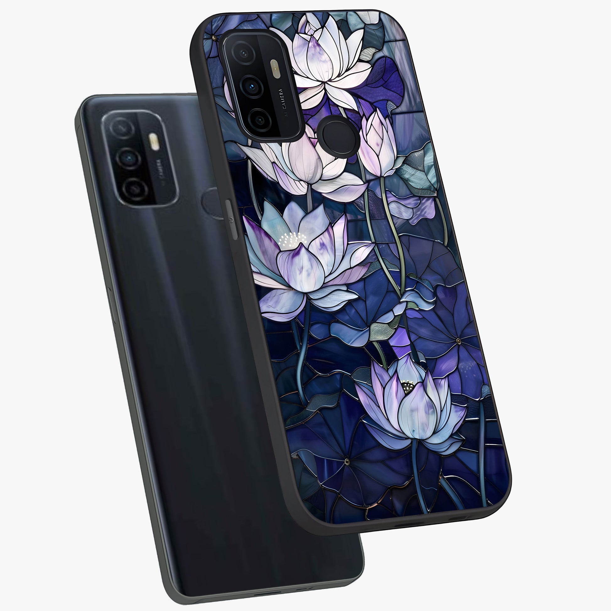 Gloss Petal Rush Glass Case displayed in angled mockup highlighting vibrant petal design with elegant floral aesthetic.
