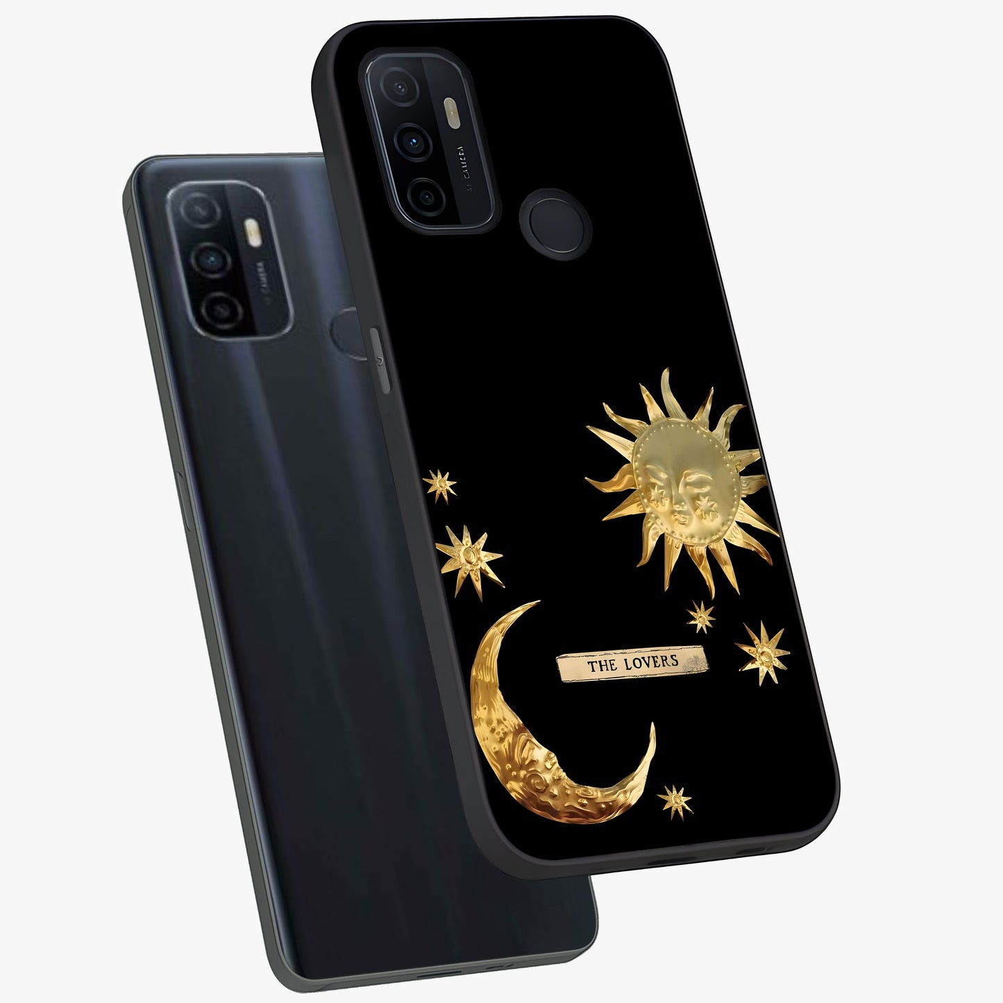 Gold Sun Blush Glass Case displayed in angled mockup highlighting radiant sun design with warm golden aesthetic.