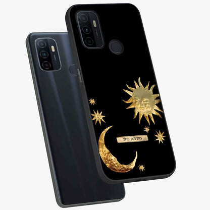Gold Sun Blush Glass Case displayed in angled mockup highlighting radiant sun design with warm golden aesthetic.