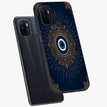 Golden Celestial Charm Glass Case displayed in angled mockup highlighting sparkling cosmic charm design with celestial aesthetic.