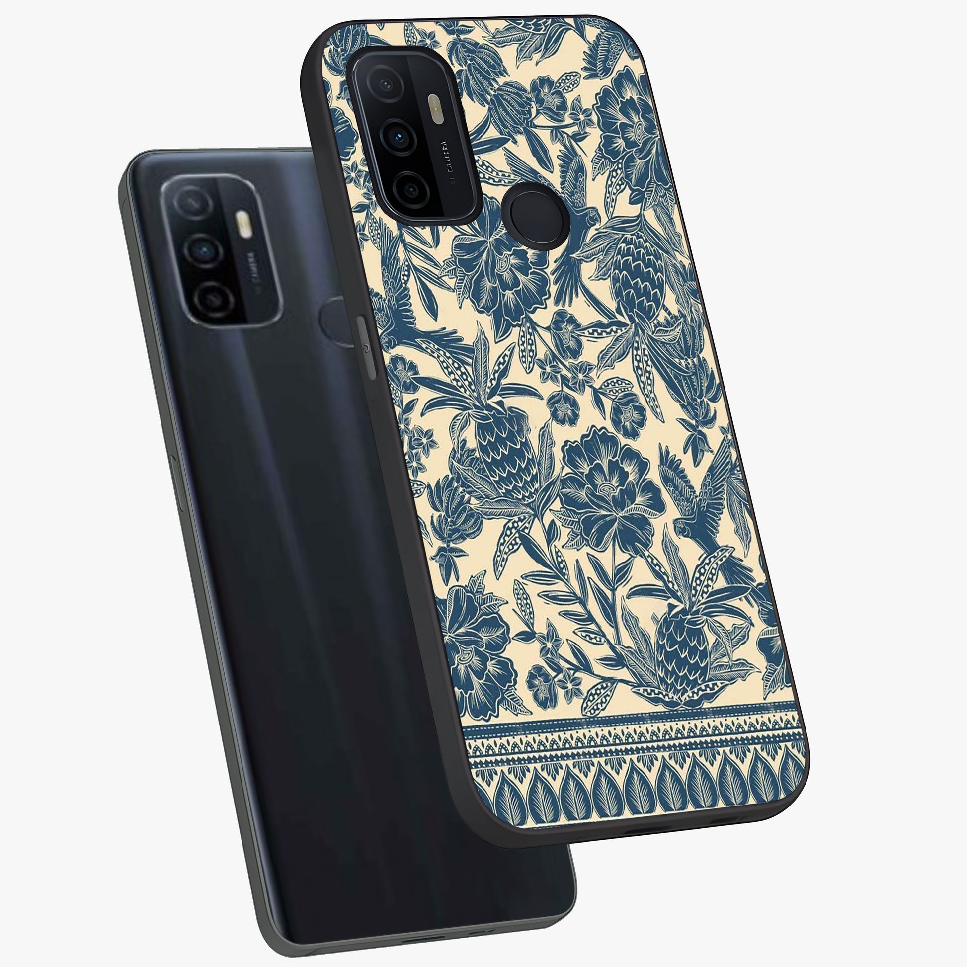 Heirloom Wild Bloom Glass Case displayed in angled mockup highlighting botanical bloom design with classic aesthetic style.